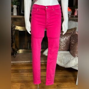 Hudson Hot Pink Barbara Super Skinny Stretch 5-Pocket Jeans, Sz 28